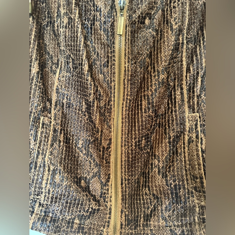 Ruby Rd Womens 12 Brown Snakeskin Print Long Sleeve Zippered Jacket - Picture 4 of 7